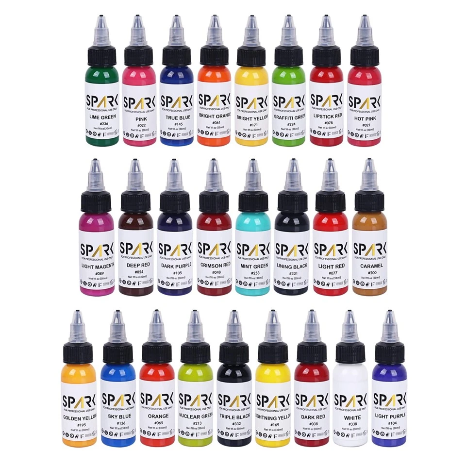 1oz (30ml) Spark Long-lasting & Fast Premium 25 Colors Tattoo Ink Set For Tattooing And Body Art suppliers