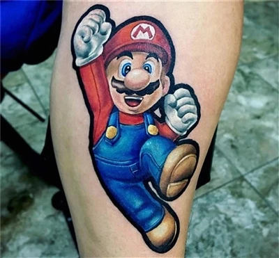 Mario Bross Tattoo Darīts @nacho_serrano_2012 no Argentīnas ar #sparkcartridg...