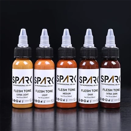 Ādas krāsu komplekts 1OZ 5 gabali bezsvina tetovēšanas tinte Spark Tattoo Ink Profesionāla tetovēšanas tinte pārklājuma maisīšanai un kosmētiskiem tetovējumiem