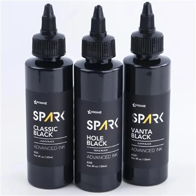 Spark premium 4oz tri - ēnu melna tetovējumu tintes komplekts: Classic, Hole & Vanta Black for Superior tetovējuma un ķermeņa māksla