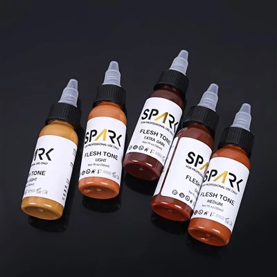Dzirksteles tetovējuma tintes ādas krāsu komplekts 1oz 5 gabali apklājumiem, lai sajauktu kosmētikas tetovējumus skaistumkopšanas un personīgās aprūpes produktu