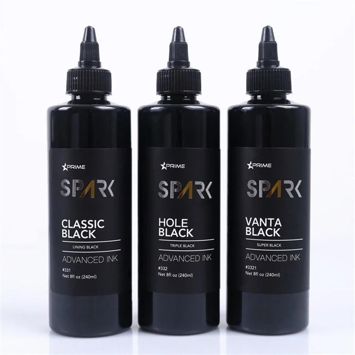 8OZ Black Ink Series Classic Black Lining Black Spark Tattoo Ink Profesionāls tetovēšanas tintes displejs
