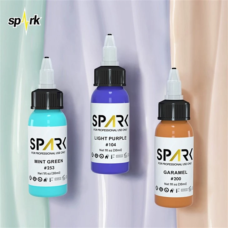 Bezsvina tetovēšanas tinte Spark Tattoo Ink Set Profesionāls tetovēšanas tintes displejs