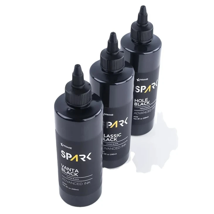 Vanta melns 8OZ 4OZ super melns tinte sērija dzirkstele tetovējums tinte tinte komplekts profesionāls